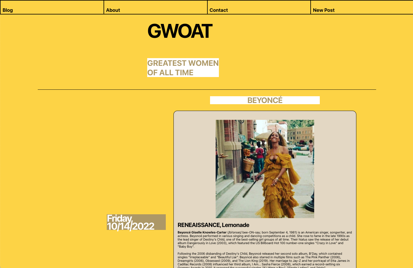 GWOAT: Greatest Women Of All Time