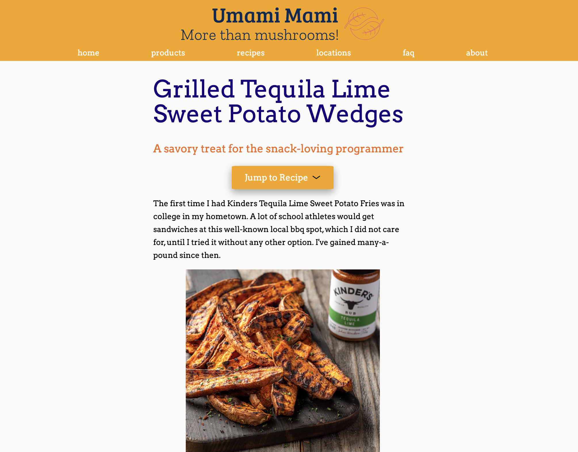 Mock Recipe Blog Page